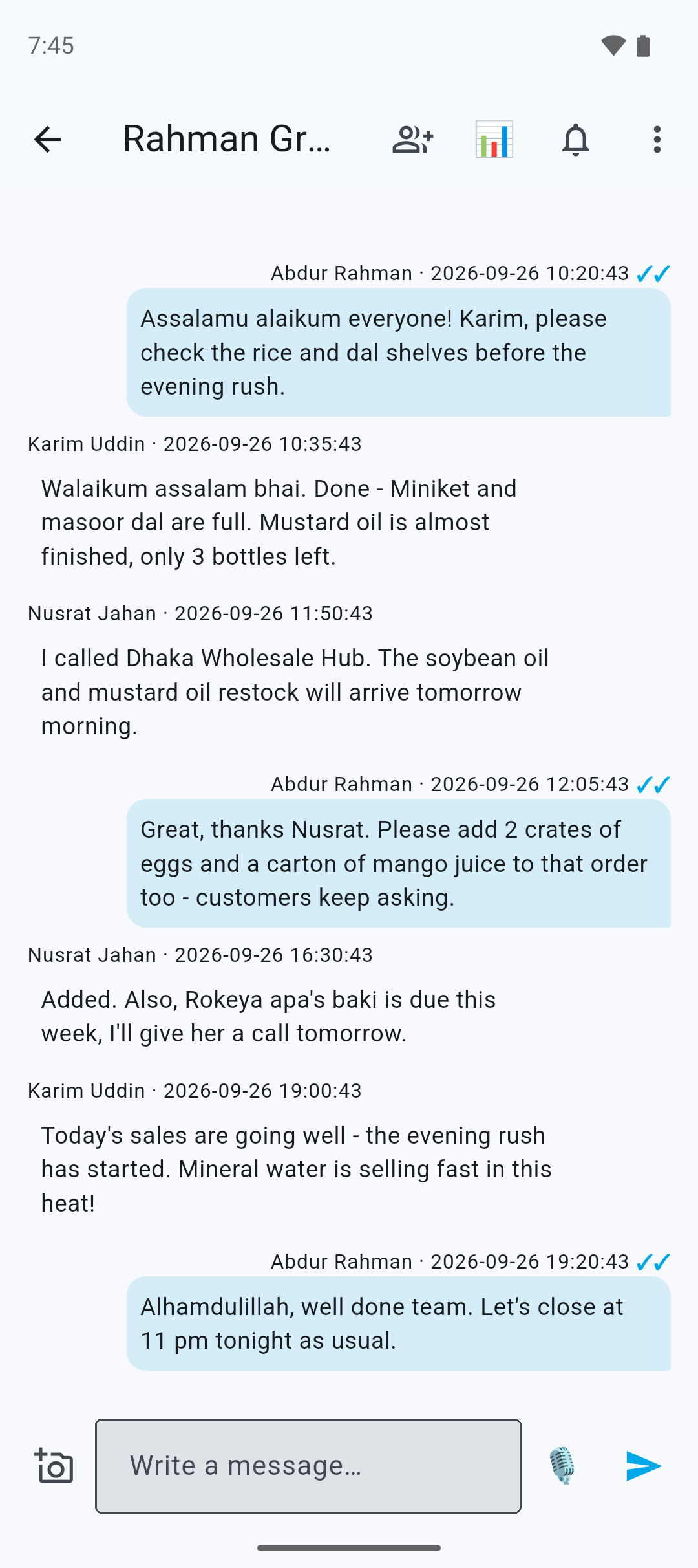 xRetail team chat between shop staff